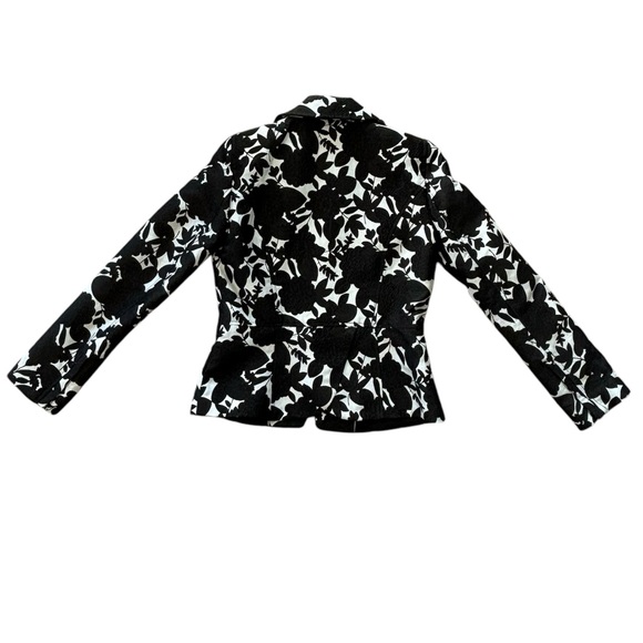 WHBM Brocade Black & White Zipper Jacket Coat size 0 xs - Picture 2 of 11
